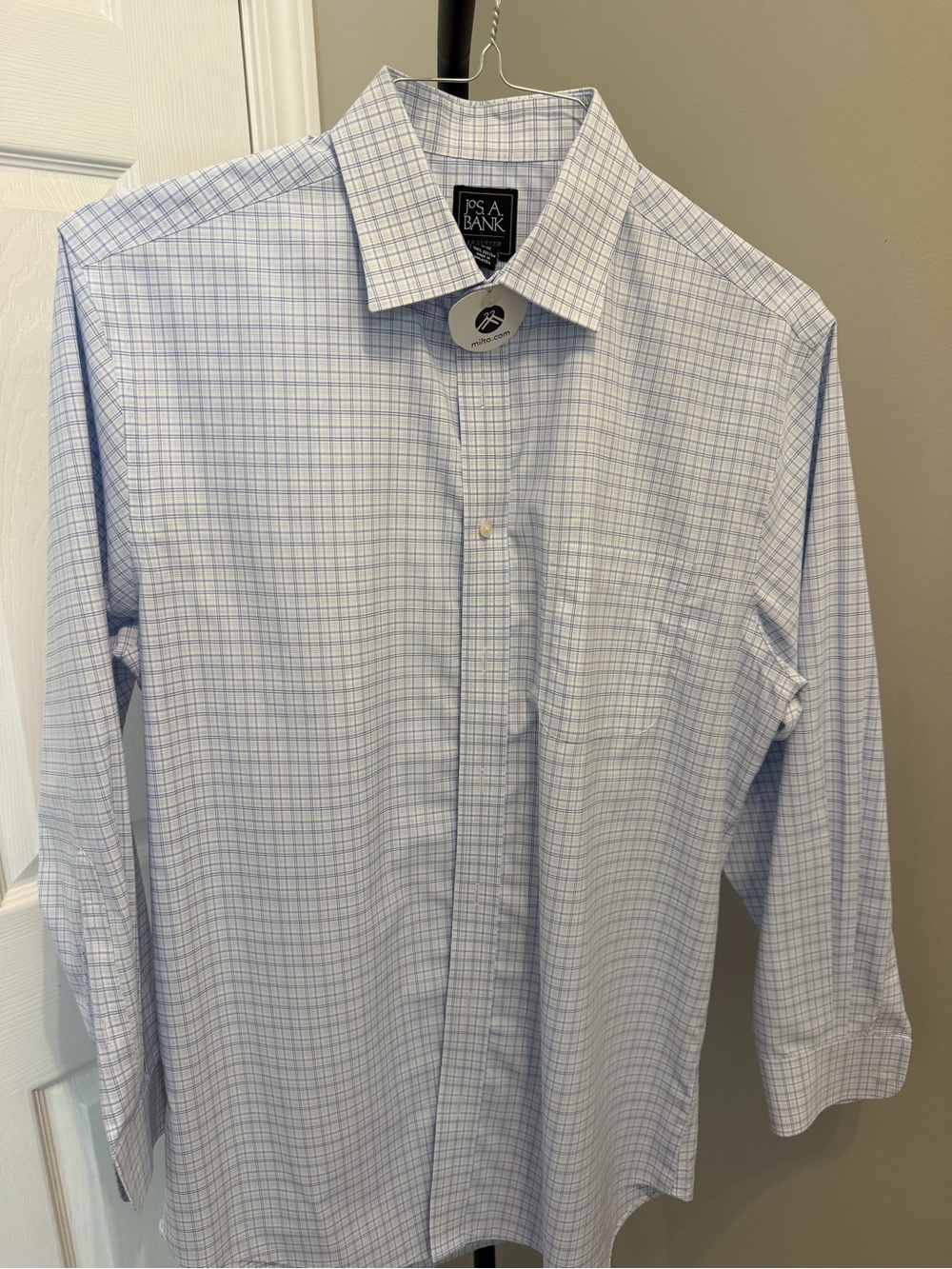 Jos. A. Bank Light Blue and White Windowpane Dress Shirt